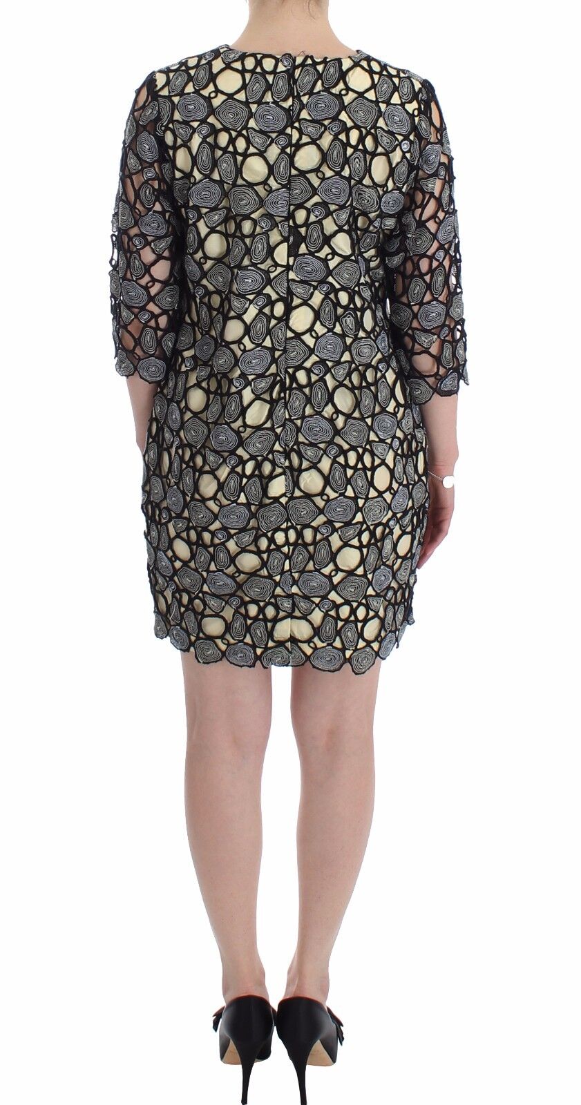 Lanre Da Silva Ajayi Black Cream Sheath Dress Shift Mini Dress - Fizigo