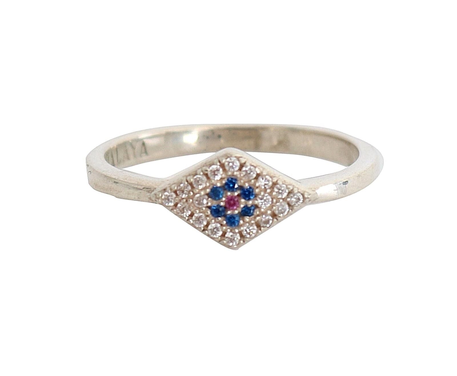 Nialaya Blue Red CZ 925 Silver Womens Clear Ring - Fizigo