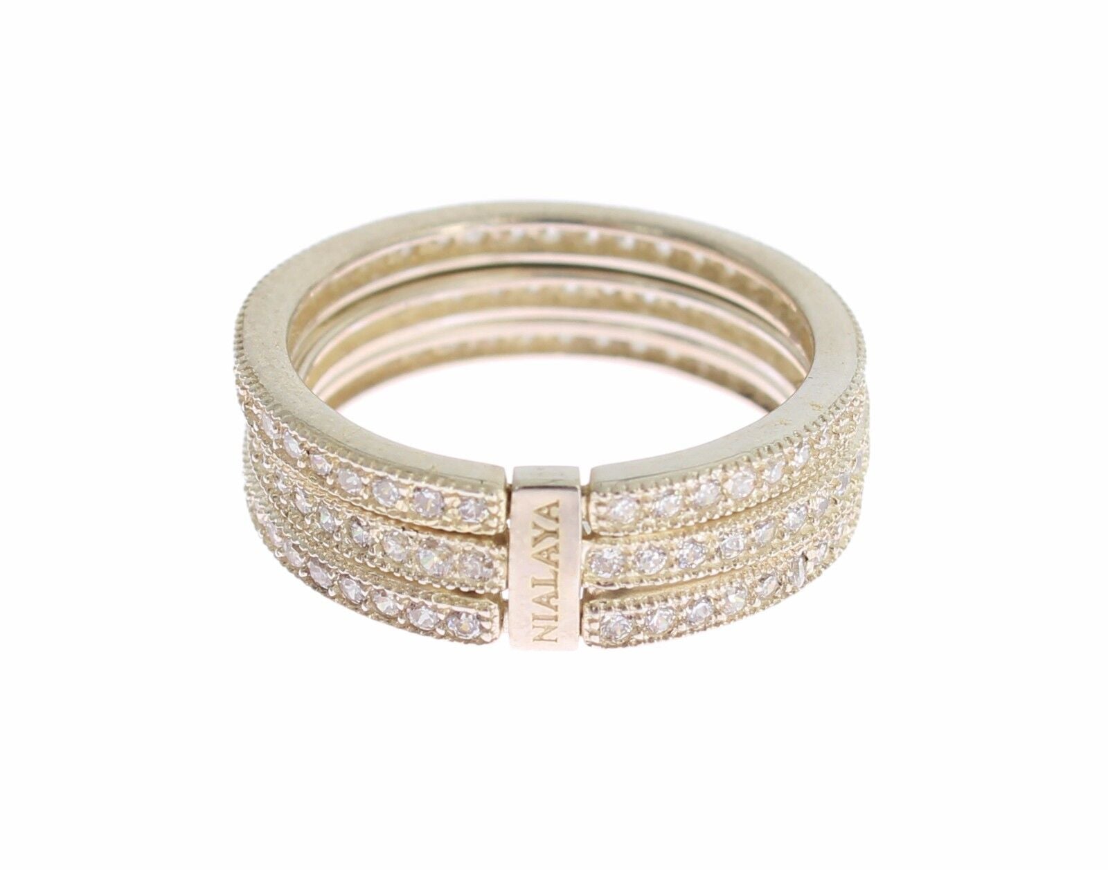 Nialaya Silver Womens Clear CZ 925 Sterling Ring - Fizigo