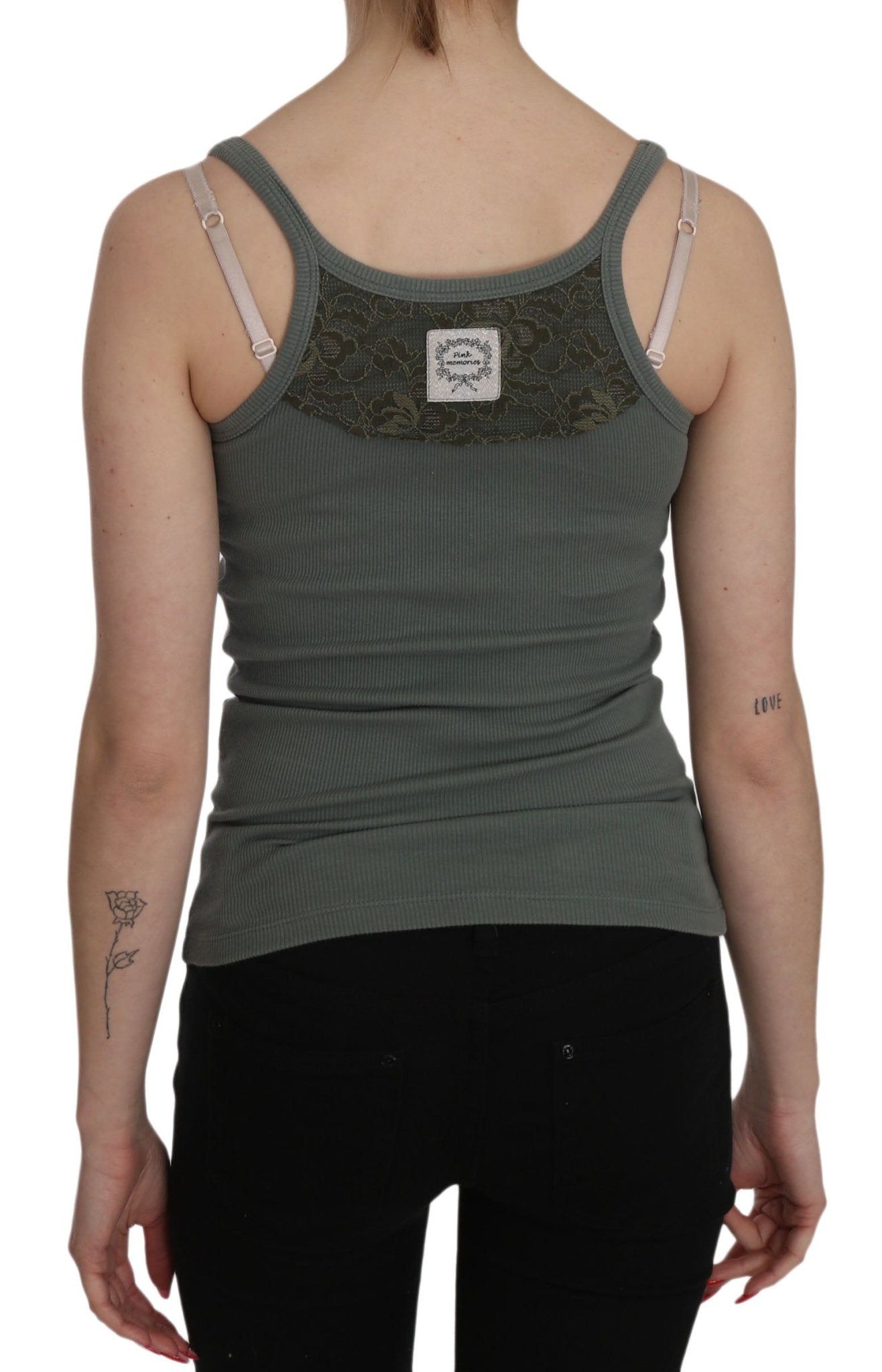 PINK MEMORIES Green Spaghetti Strap Slim Fit Casual Tank Top Blouse - Fizigo
