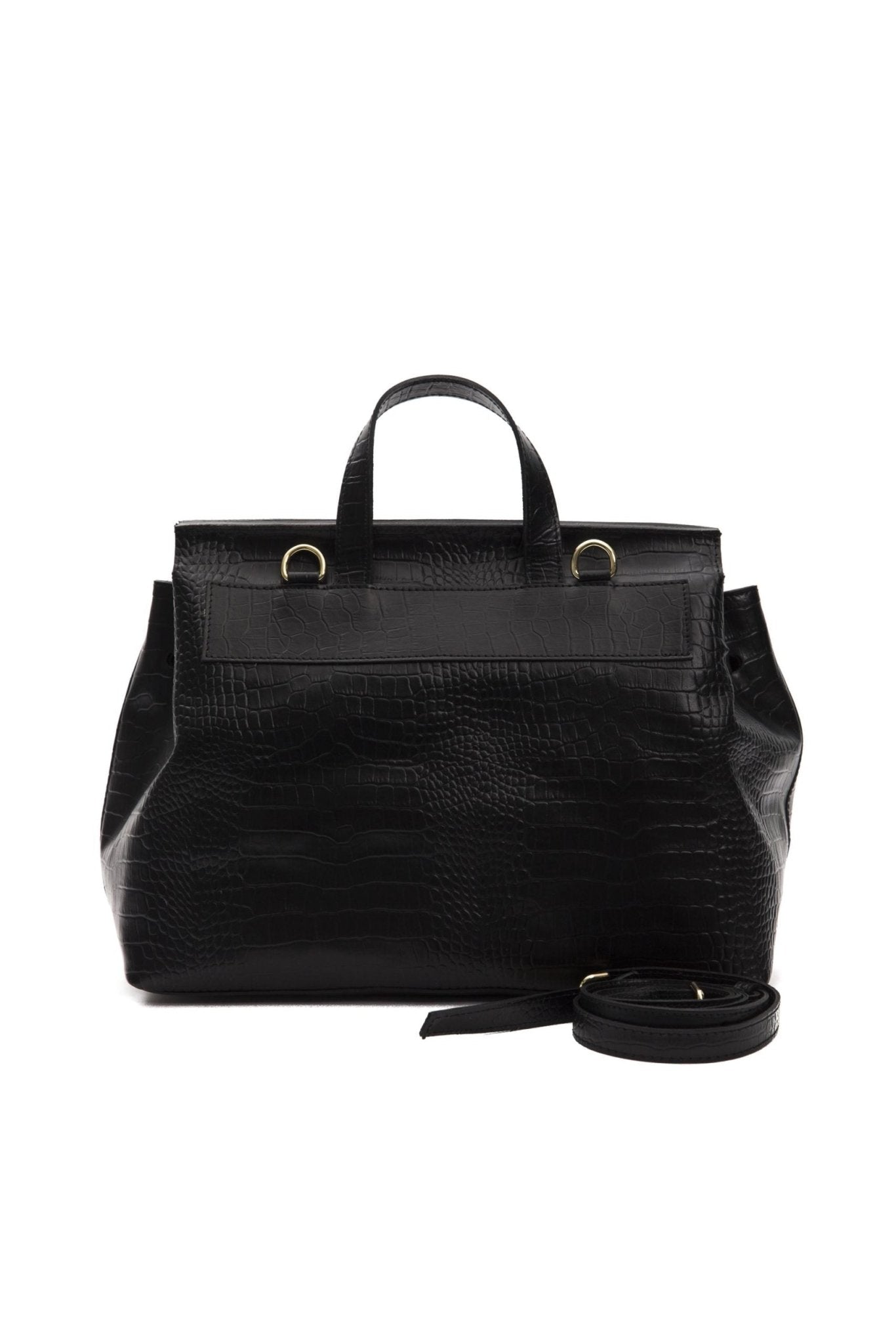 Pompei Donatella Black Leather Handbag - Fizigo