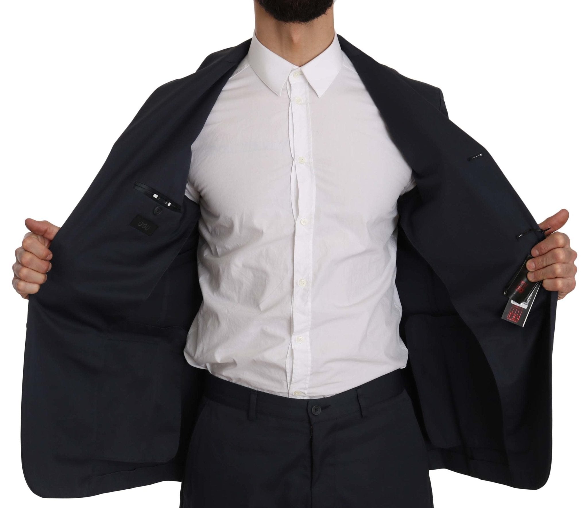 Romeo Gigli Two Piece 3 Button Cotton Blue Solid Suit - Fizigo