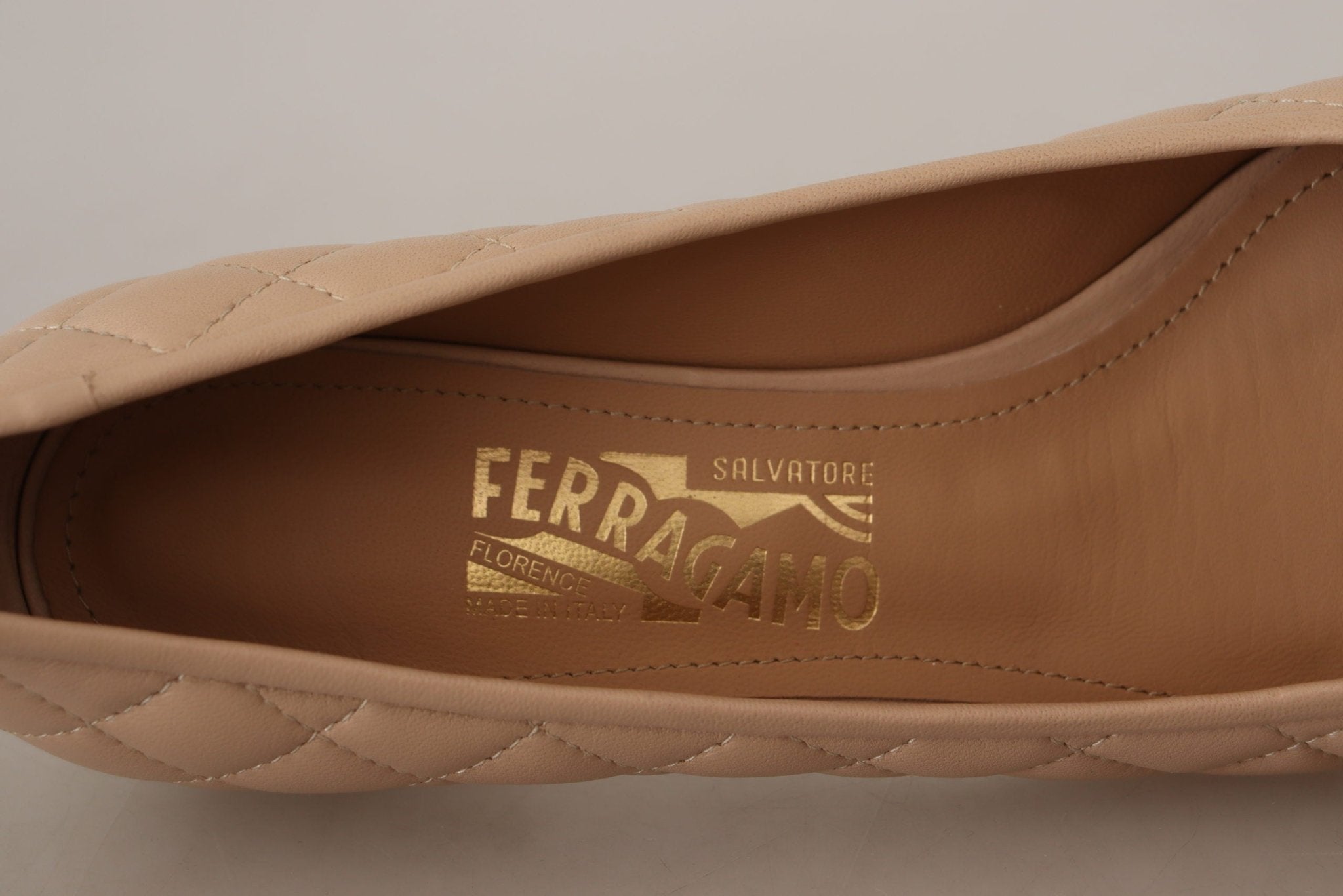 Salvatore Ferragamo Beige and Black Nappa Leather Pumps Shoes - Fizigo