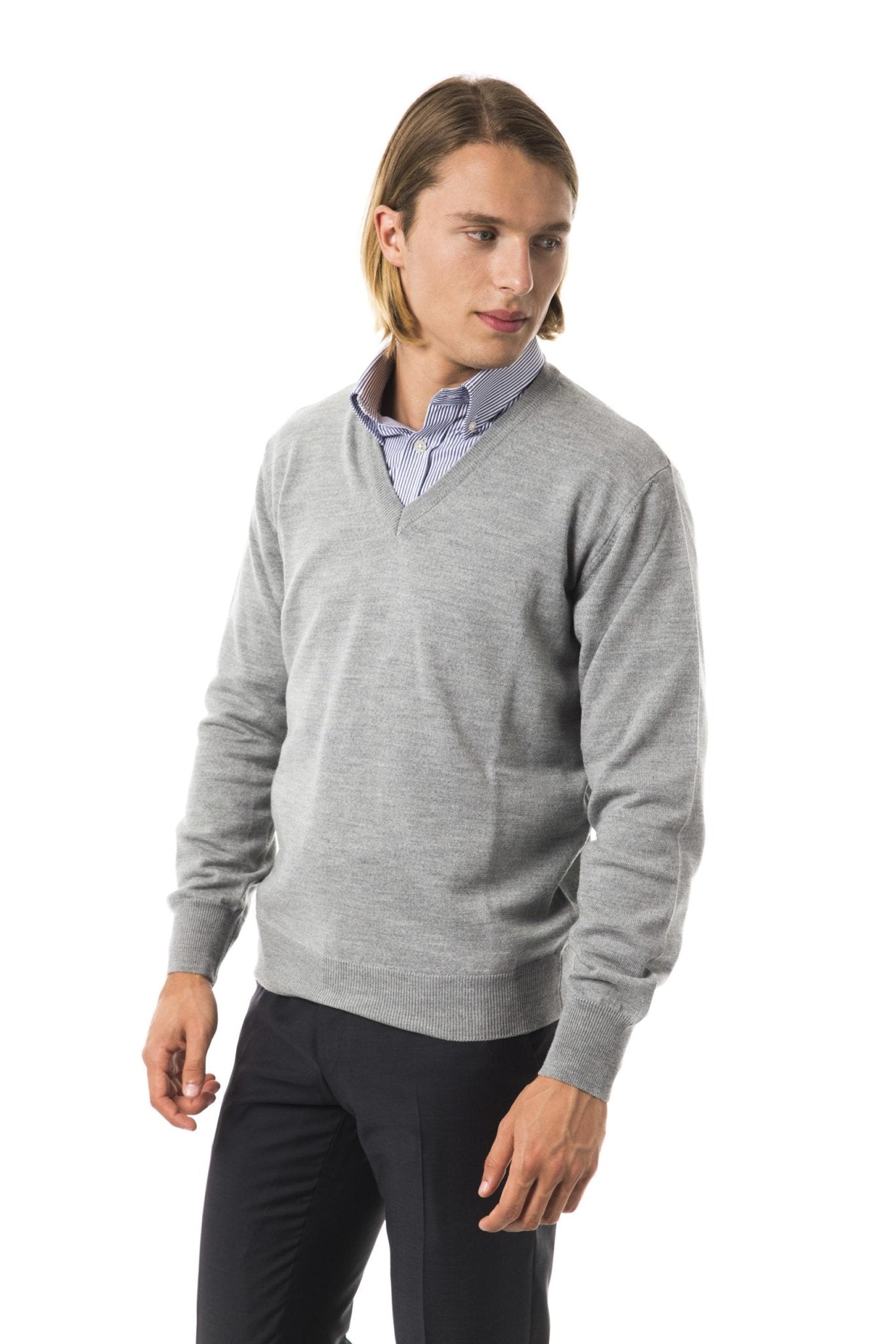 Uominitaliani Gray Wool Sweater - Fizigo